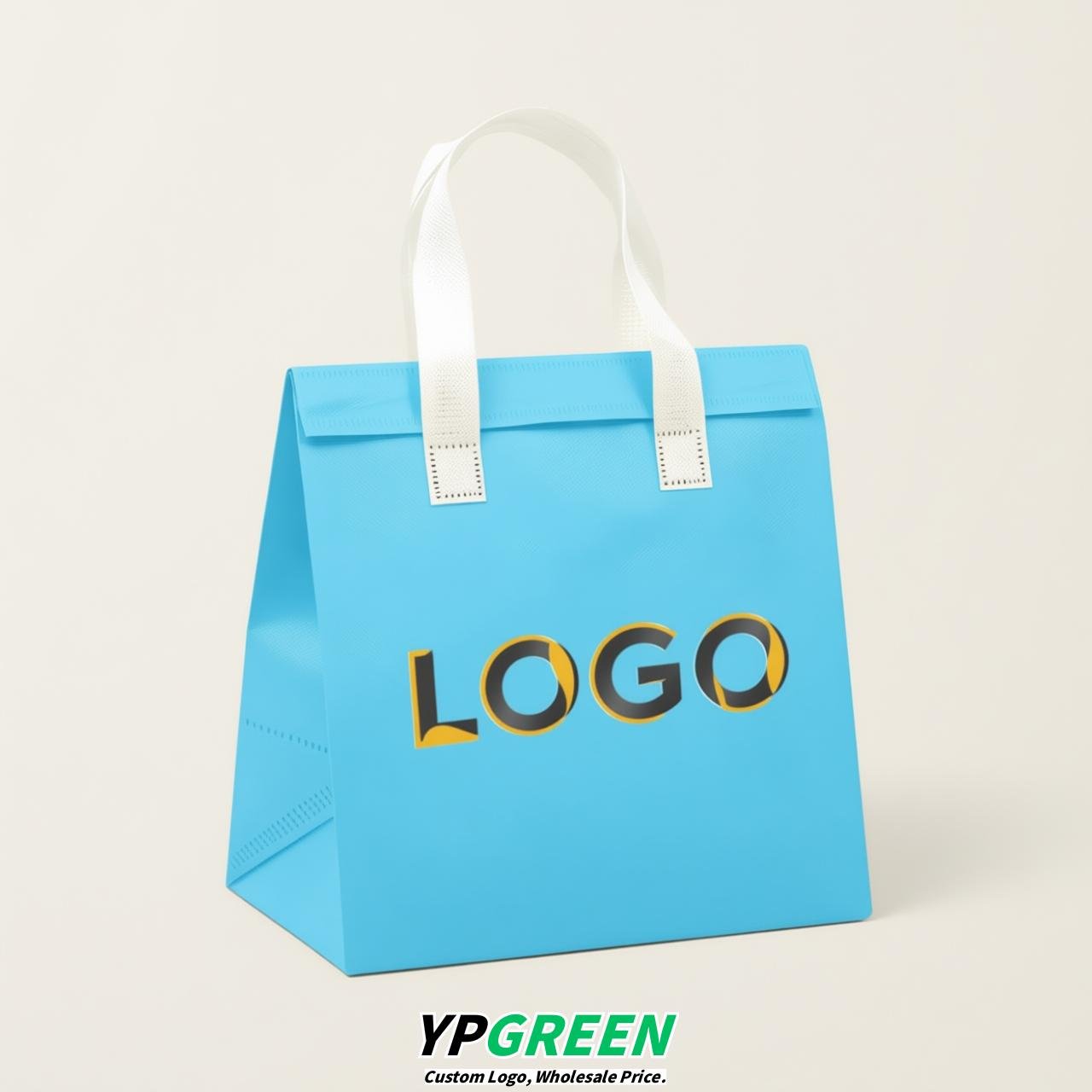 Sky Blue 4-Cup insulated take away bags wholesale 9.5 x 9.5 x 6 inches for Hot & Cold Drink Delivery