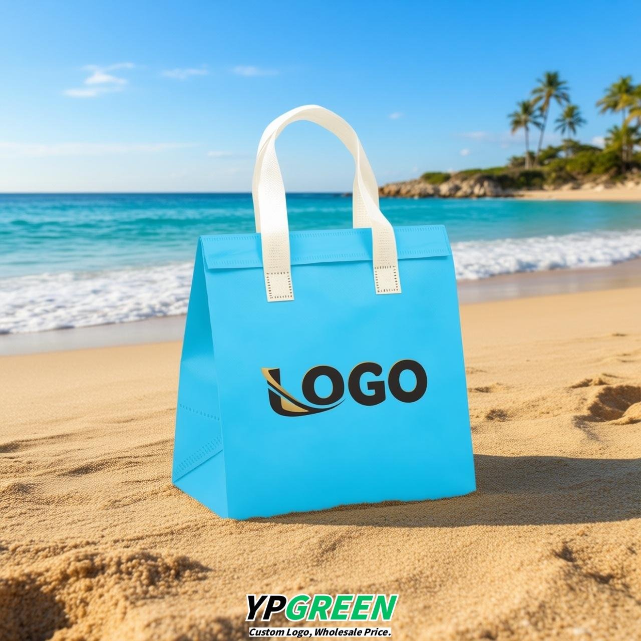 Sky Blue 4-Cup insulated take away bags wholesale 9.5 x 9.5 x 6 inches for Hot & Cold Drink Delivery