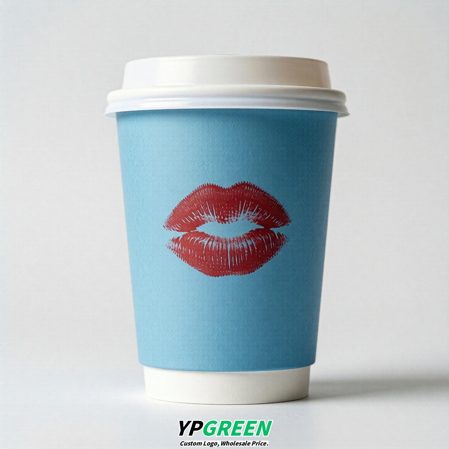 Sky Blue Paper Cups with Lips Print 10oz/12oz/16oz/20oz/22oz
