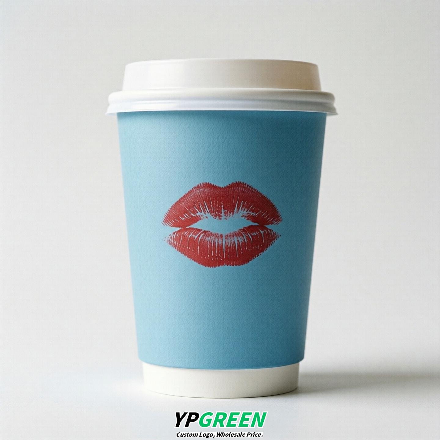 Sky Blue Paper Cups with Lips Print 10oz/12oz/16oz/20oz/22oz
