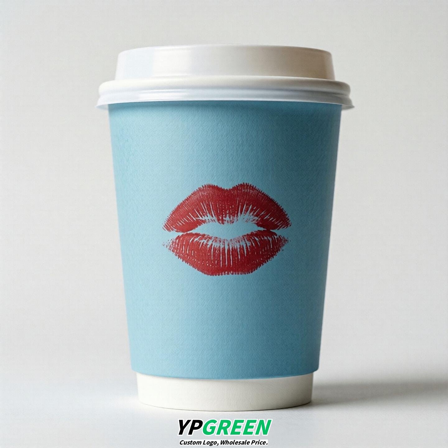 Sky Blue Paper Cups with Lips Print 10oz/12oz/16oz/20oz/22oz