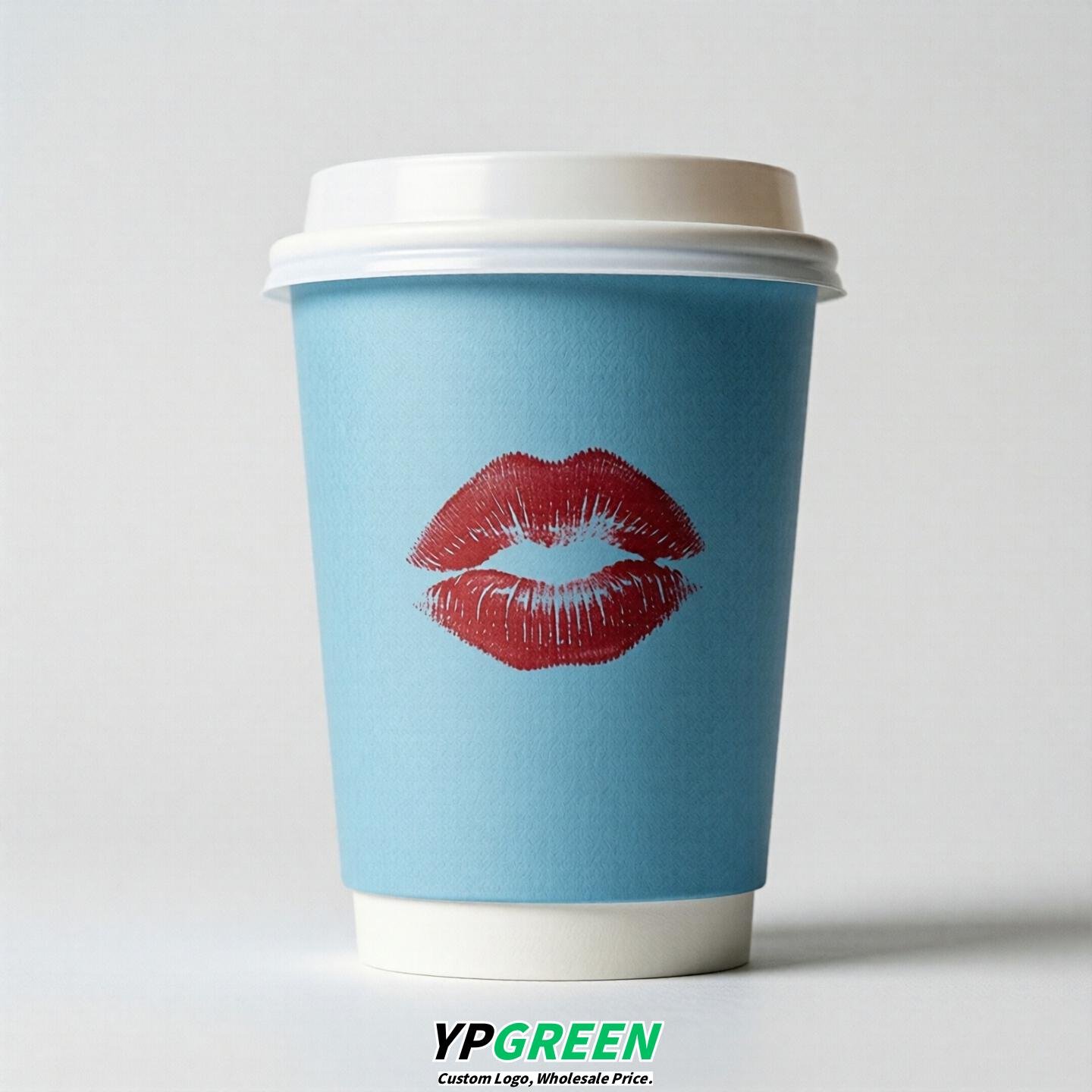 Sky Blue Paper Cups with Lips Print 10oz/12oz/16oz/20oz/22oz