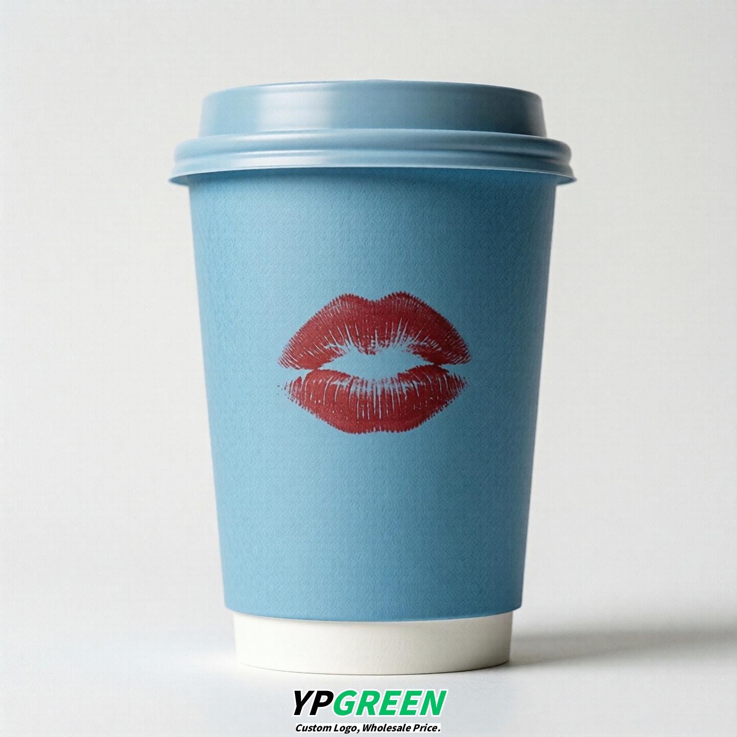 Sky Blue Paper Cups with Lips Print 10oz/12oz/16oz/20oz/22oz