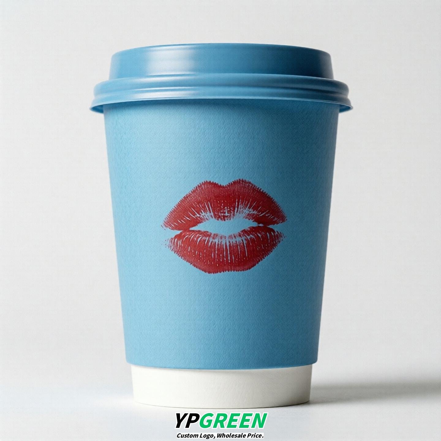 Sky Blue Paper Cups with Lips Print 10oz/12oz/16oz/20oz/22oz