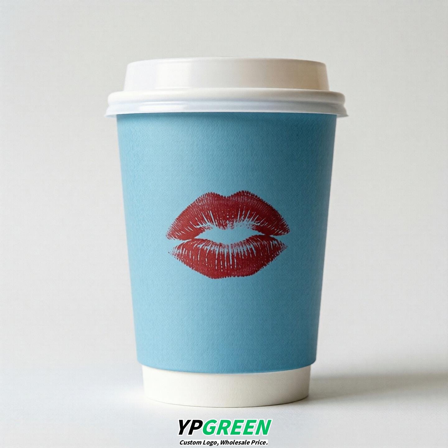 Sky Blue Paper Cups with Lips Print 10oz/12oz/16oz/20oz/22oz
