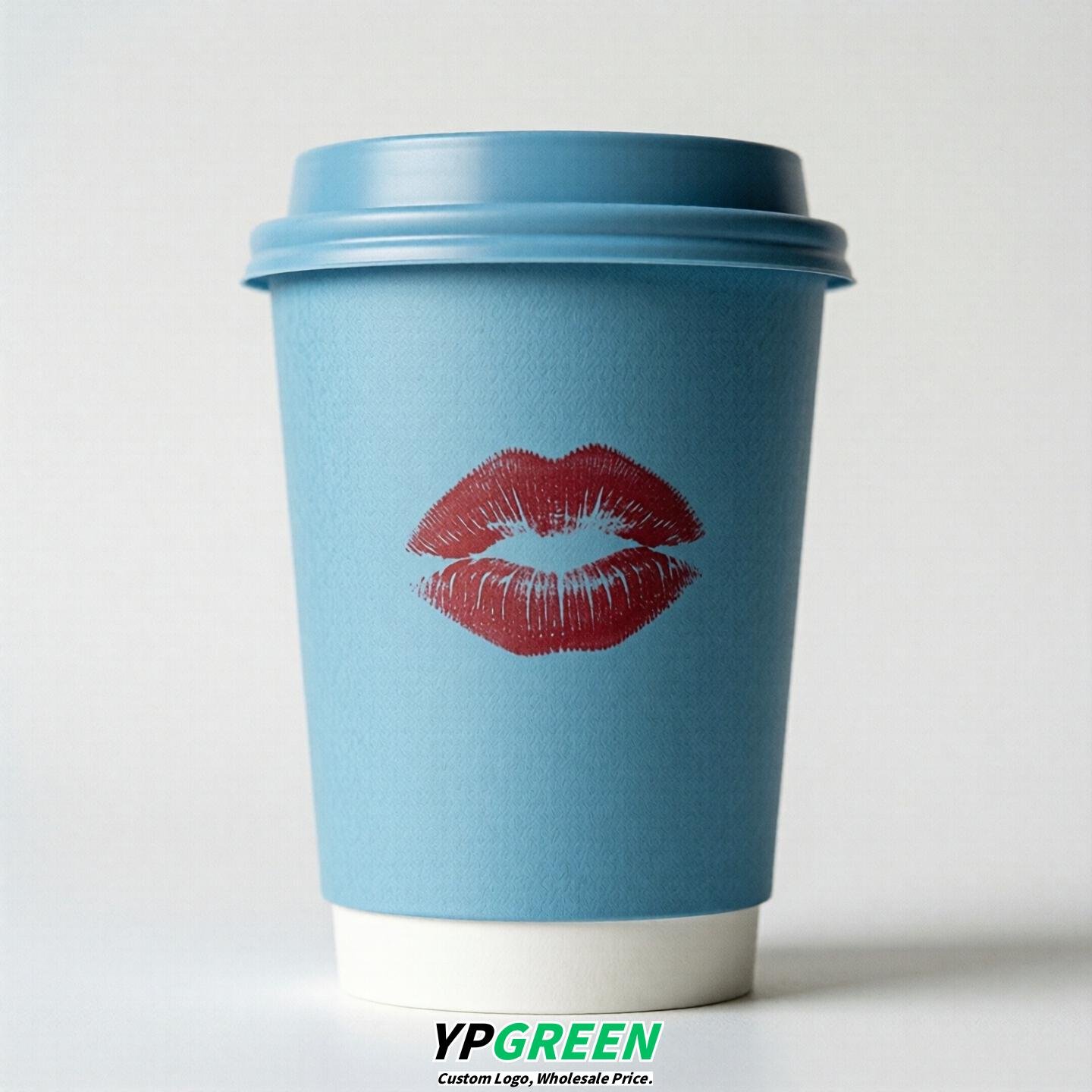Sky Blue Paper Cups with Lips Print 10oz/12oz/16oz/20oz/22oz