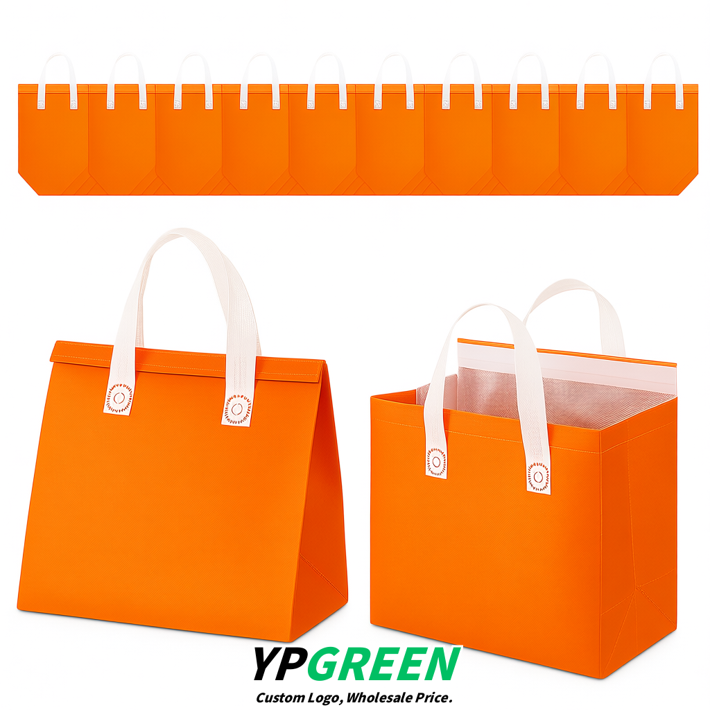 Tangerine 4-Cup insulated take away bags wholesale 9.5 x 9.5 x 6 inches for Hot & Cold Drink Delivery