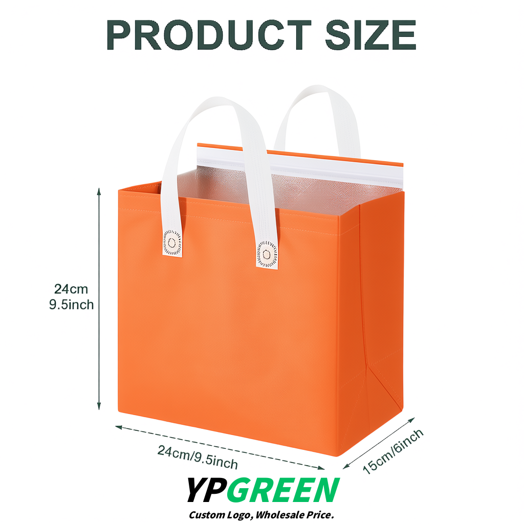 Tangerine 4-Cup insulated take away bags wholesale 9.5 x 9.5 x 6 inches for Hot & Cold Drink Delivery