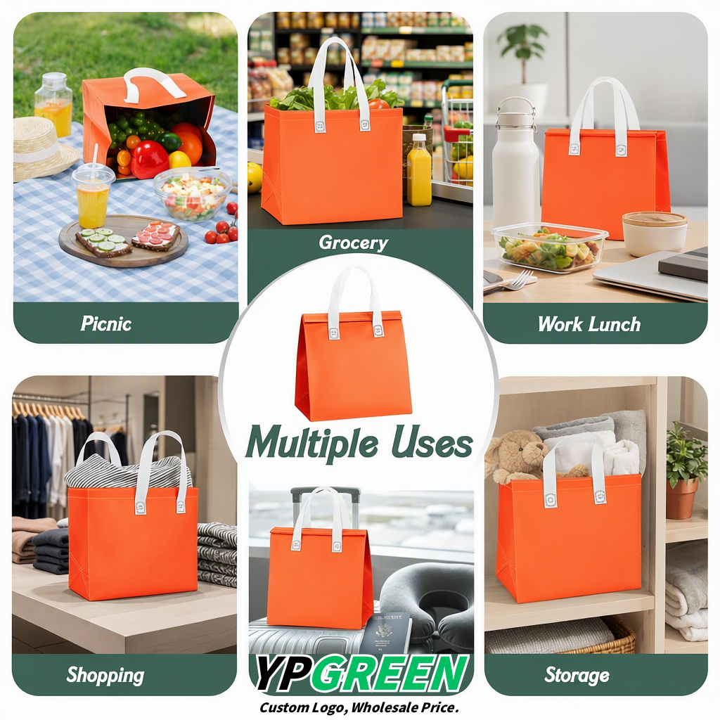 Tangerine 4-Cup insulated take away bags wholesale 9.5 x 9.5 x 6 inches for Hot & Cold Drink Delivery
