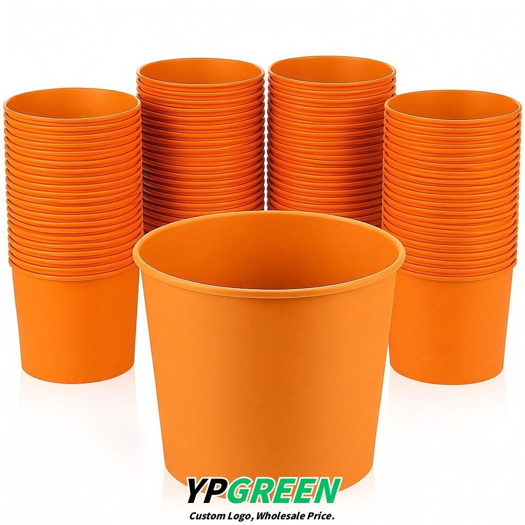 Tangerine 85 oz Paper Buckets 6.9x5.7x6.3 Inches Cardboard Food Container
