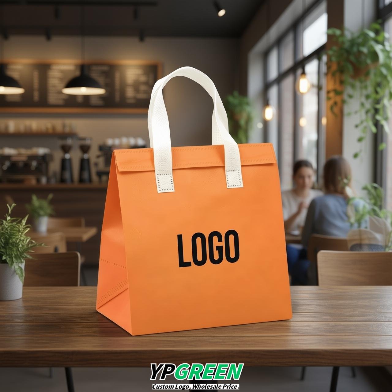 Tangerine 4-Cup insulated take away bags wholesale 9.5 x 9.5 x 6 inches for Hot & Cold Drink Delivery