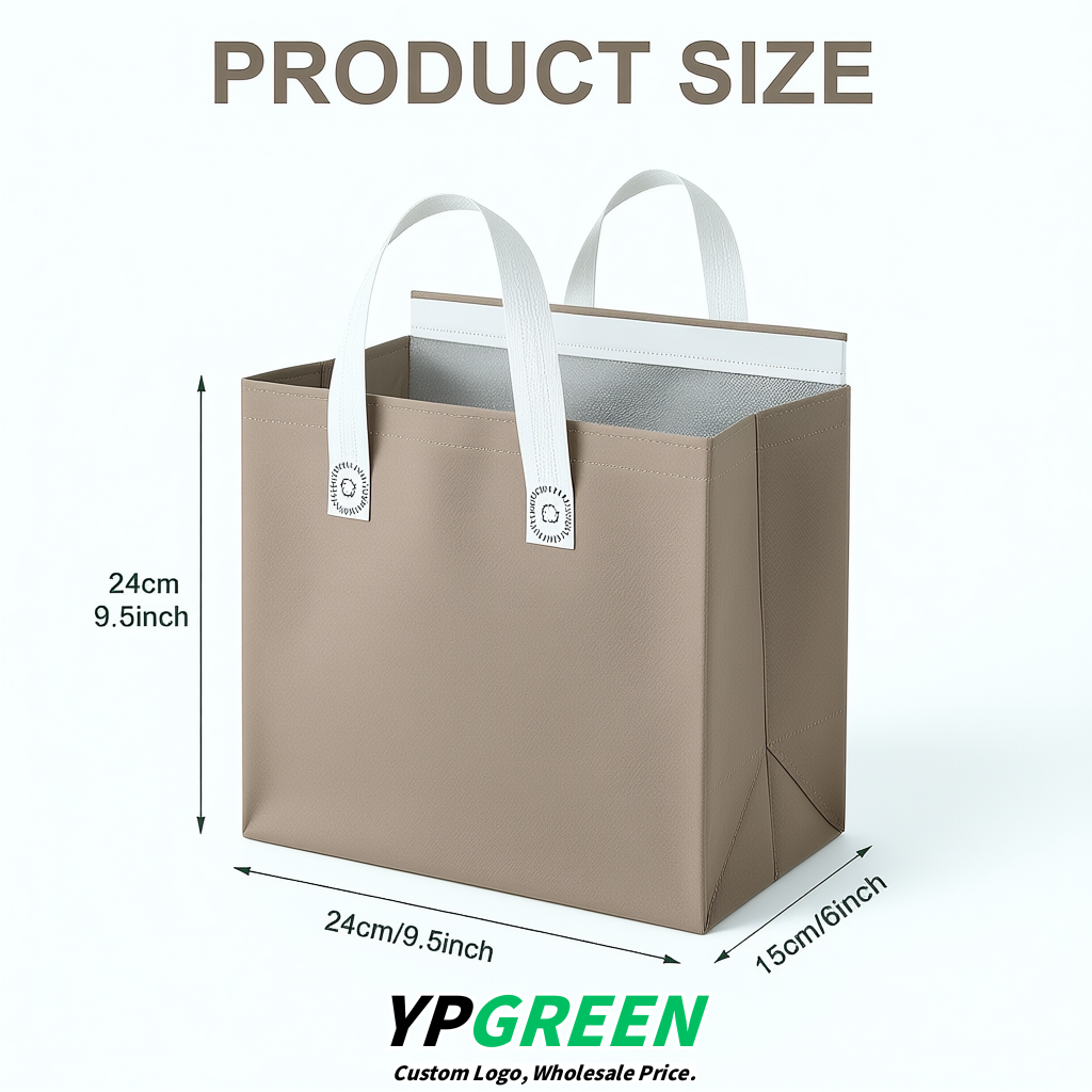 Taupe 4-Cup insulated take away bags wholesale 9.5 x 9.5 x 6 inches for Hot & Cold Drink Delivery