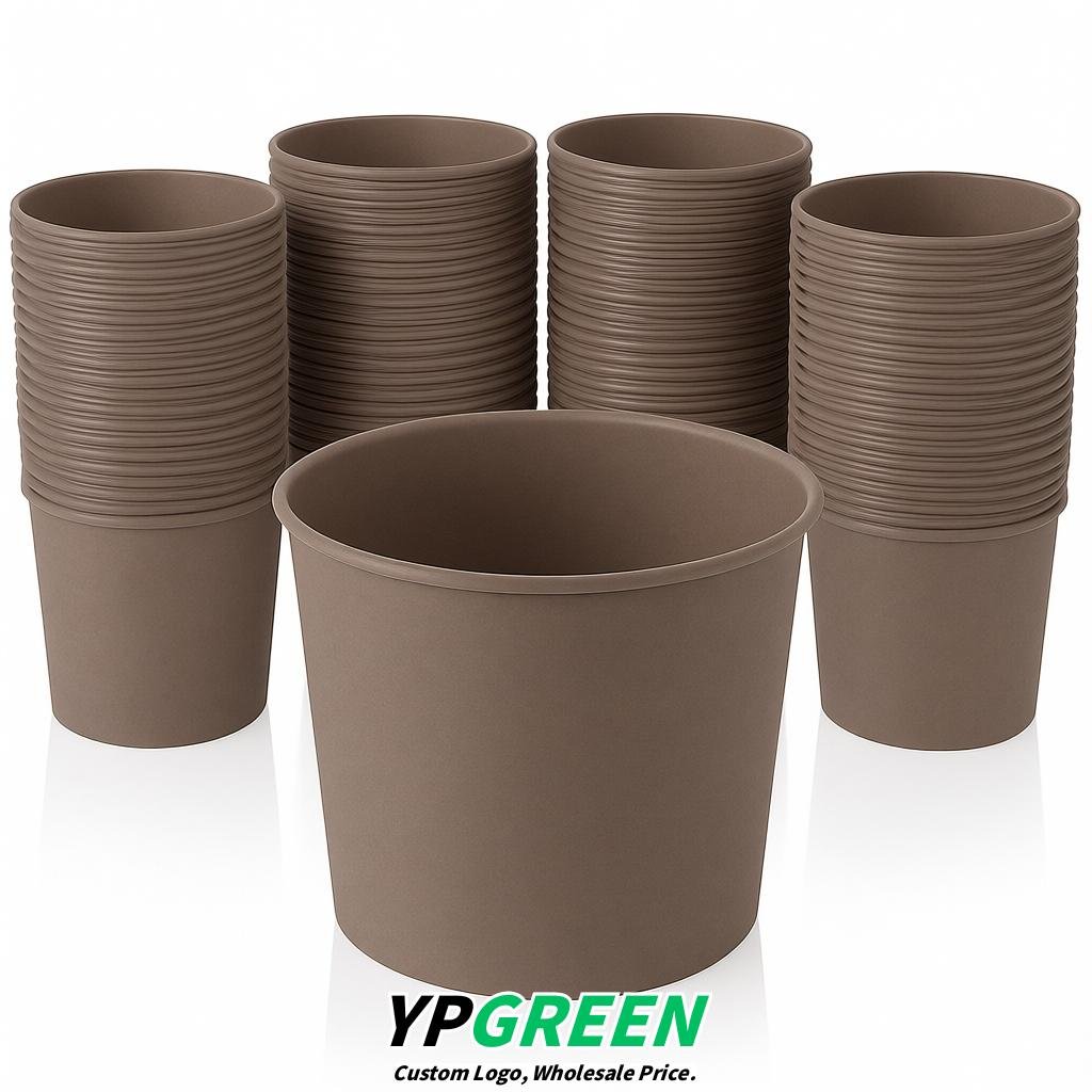 Taupe 85 oz Paper Buckets 6.9x5.7x6.3 Inches Cardboard Food Container