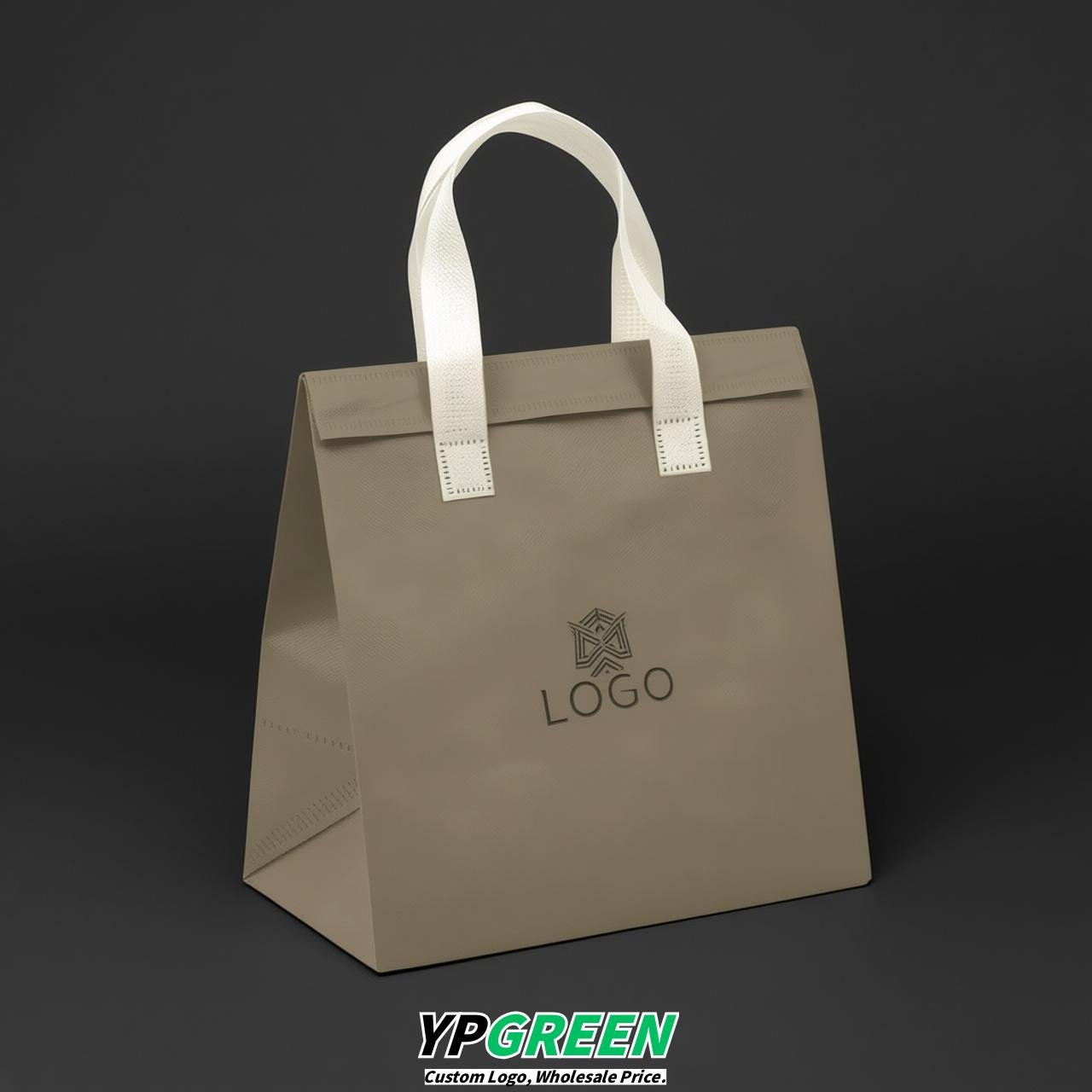 Taupe 4-Cup insulated take away bags wholesale 9.5 x 9.5 x 6 inches for Hot & Cold Drink Delivery