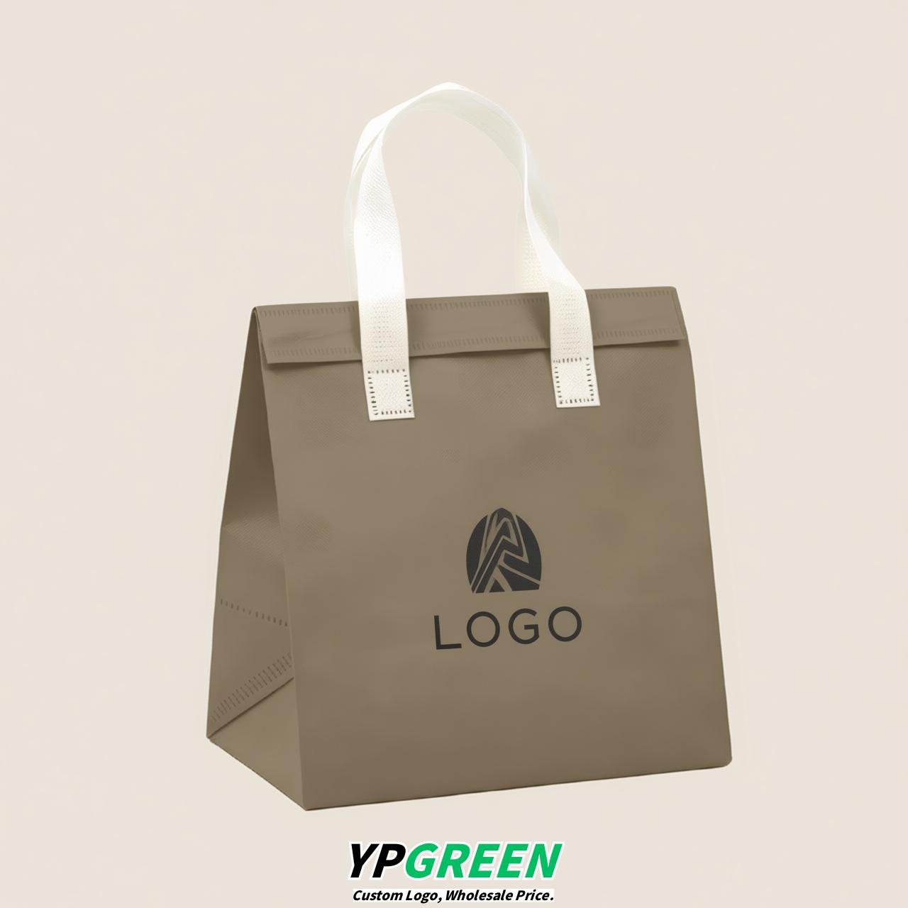 Taupe 4-Cup insulated take away bags wholesale 9.5 x 9.5 x 6 inches for Hot & Cold Drink Delivery