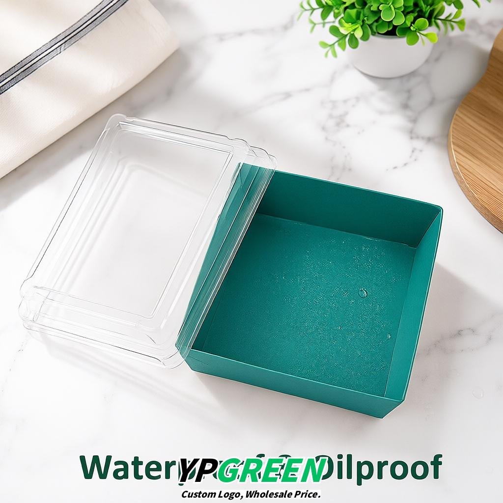 Teal Charcuterie Boxes with Clear Lids - 4 inches & 5 inches Disposable Paper Square Food Containers