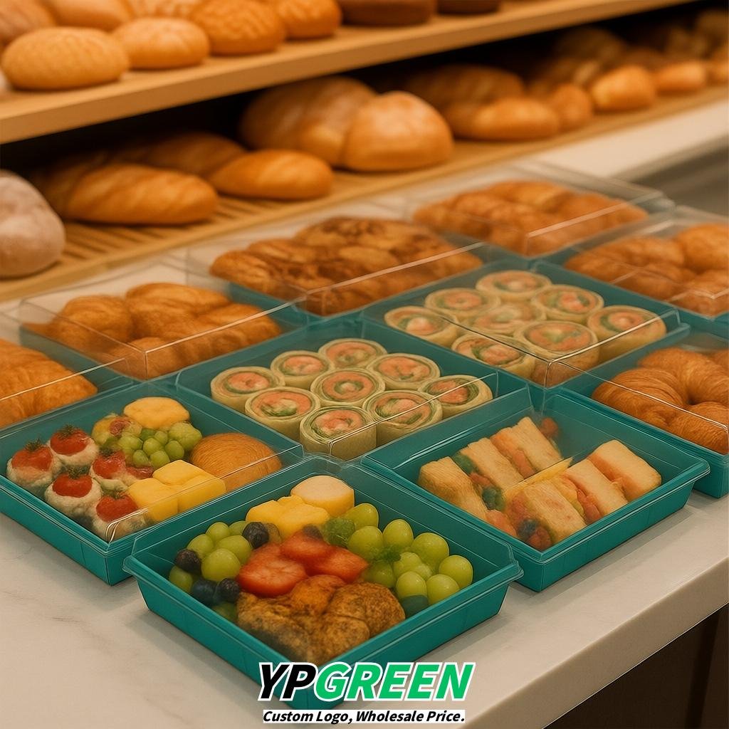 Teal Charcuterie Boxes with Clear Lids - 4 inches & 5 inches Disposable Paper Square Food Containers