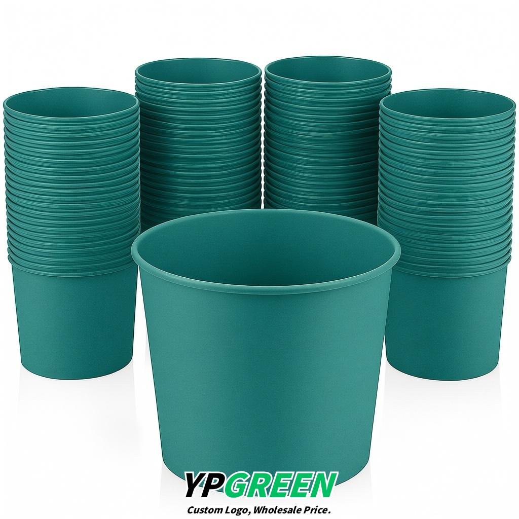Teal 85 oz Paper Buckets 6.9x5.7x6.3 Inches Cardboard Food Container