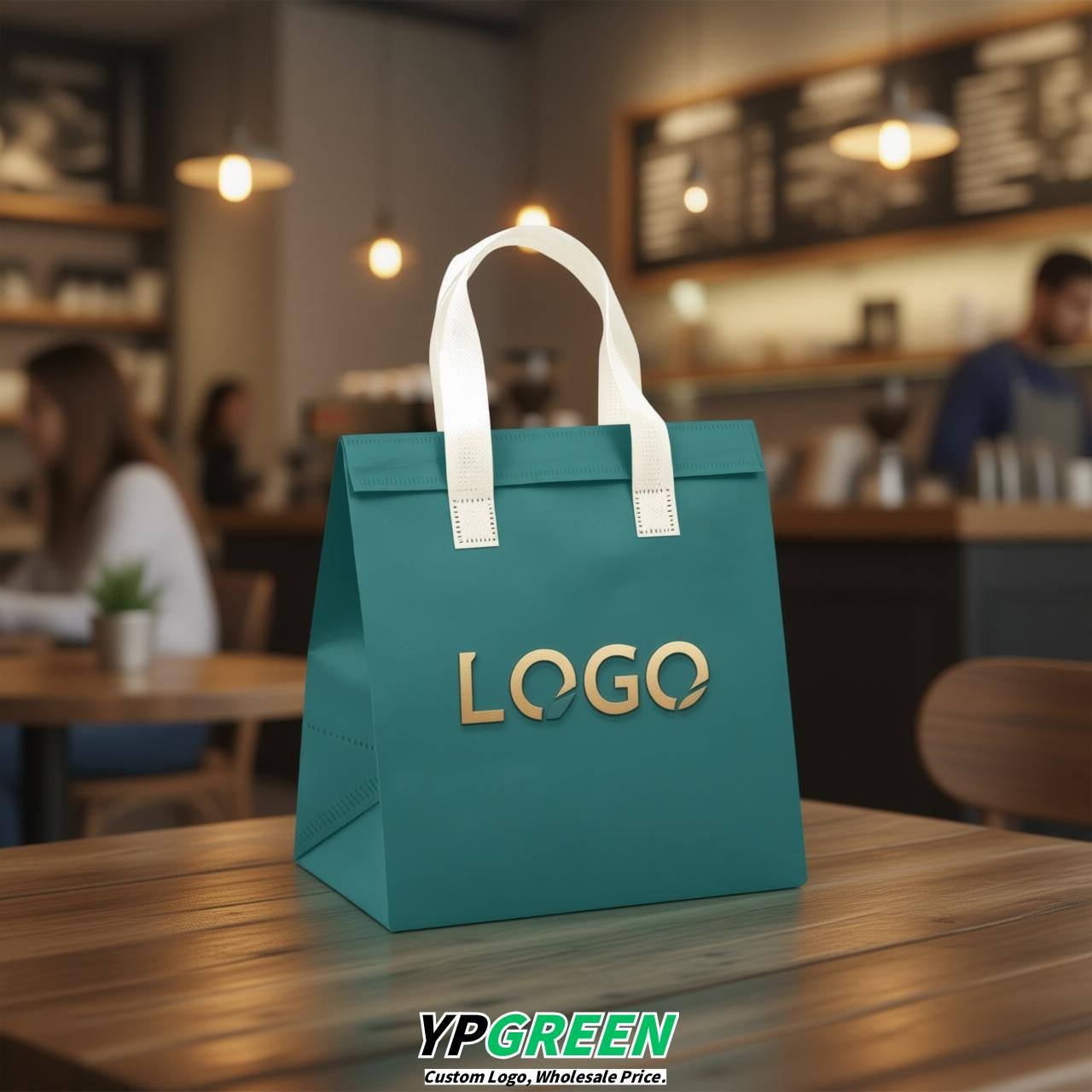 Teal 4-Cup insulated take away bags wholesale 9.5 x 9.5 x 6 inches for Hot & Cold Drink Delivery