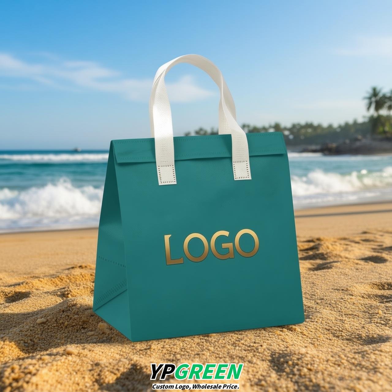 Teal 4-Cup insulated take away bags wholesale 9.5 x 9.5 x 6 inches for Hot & Cold Drink Delivery