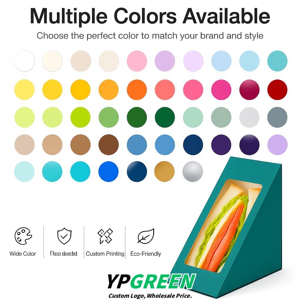 Teal Triangle Paper Sandwich Boxes with Window 4.7x4.7x2.6 Inch - Factory Direct