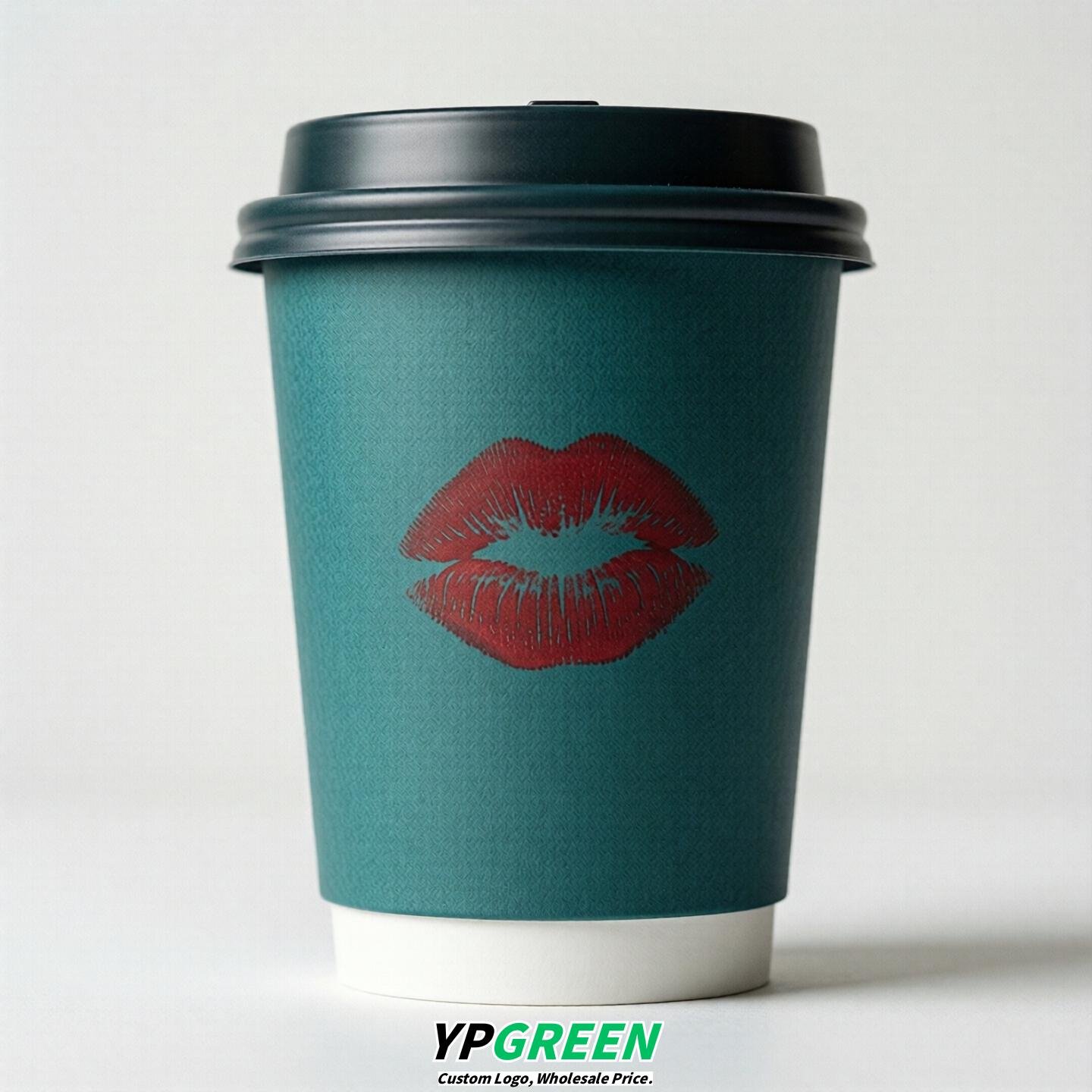 Teal Paper Cups with Lips Print 10oz/12oz/16oz/20oz/22oz