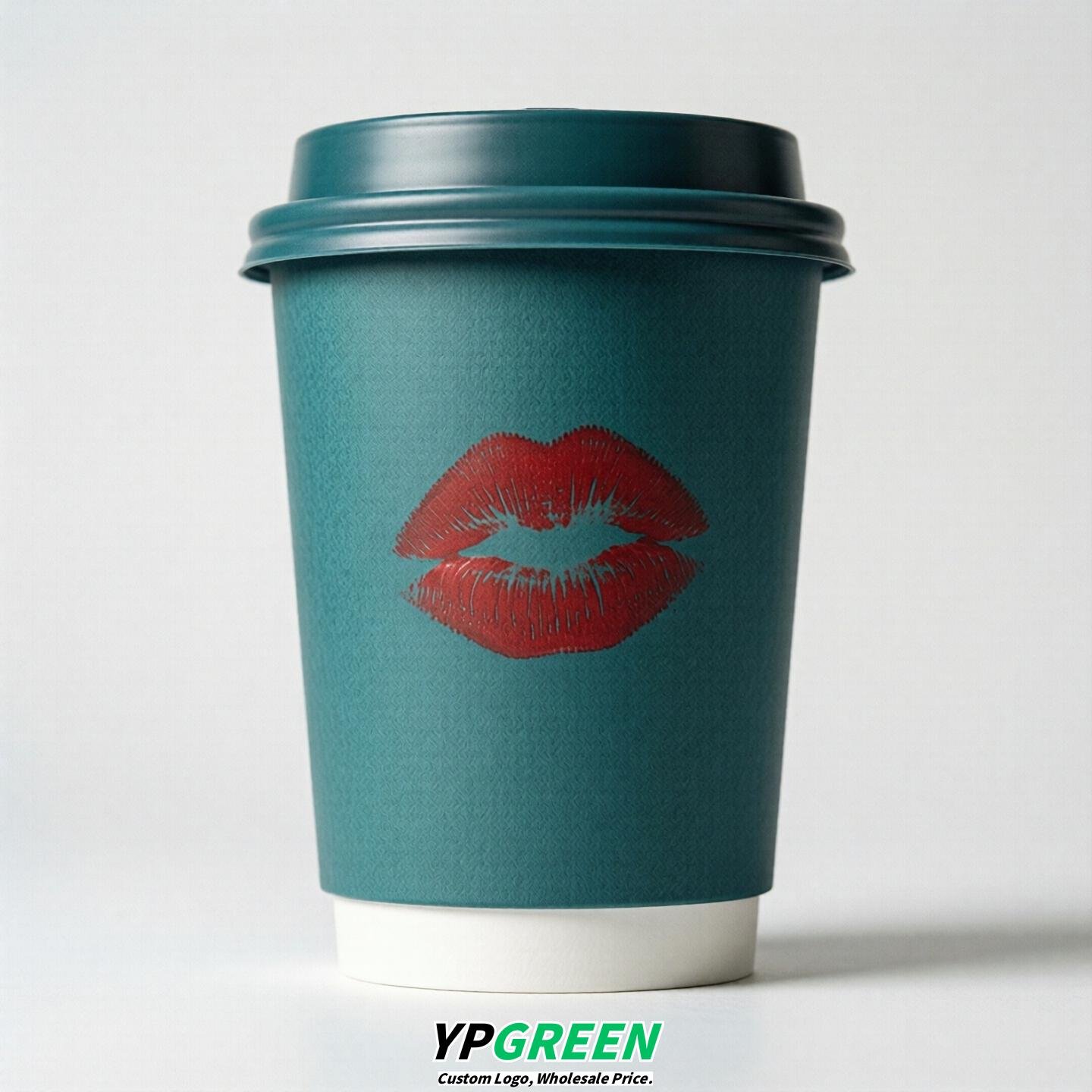 Teal Paper Cups with Lips Print 10oz/12oz/16oz/20oz/22oz