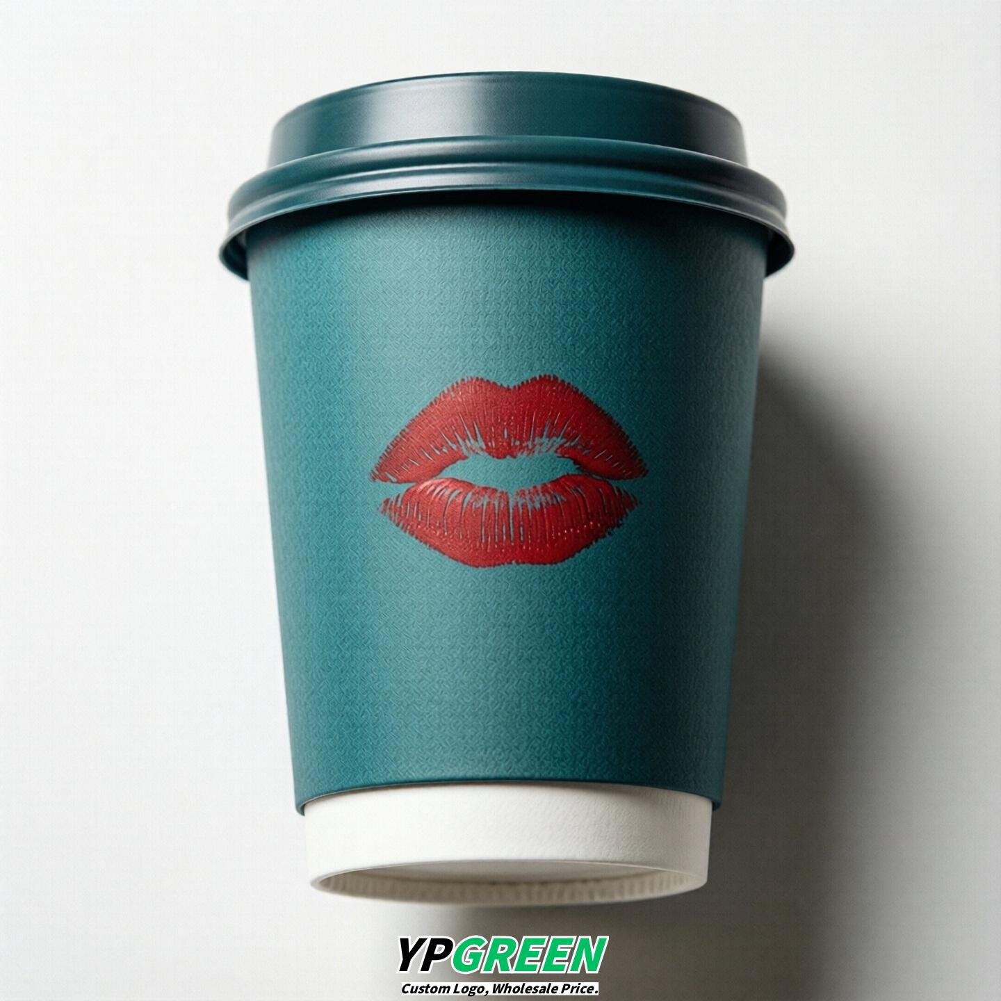 Teal Paper Cups with Lips Print 10oz/12oz/16oz/20oz/22oz