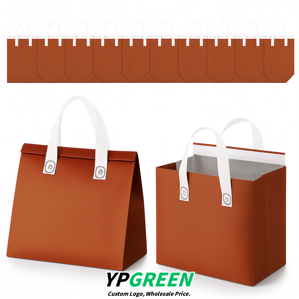 Terracotta 4-Cup insulated take away bags wholesale 9.5 x 9.5 x 6 inches for Hot & Cold Drink Delivery