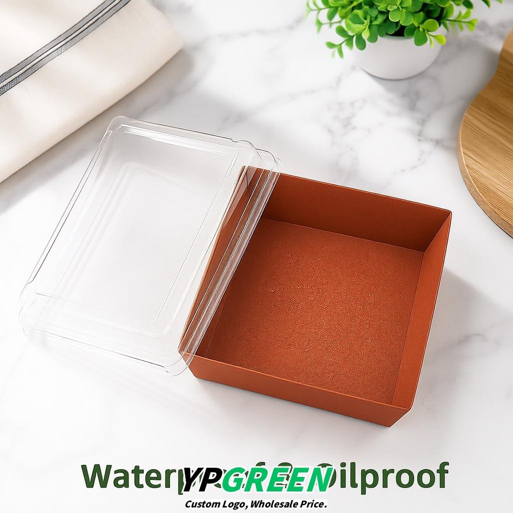 Terracotta Charcuterie Boxes with Clear Lids - 4 inches & 5 inches Disposable Paper Square Food Containers