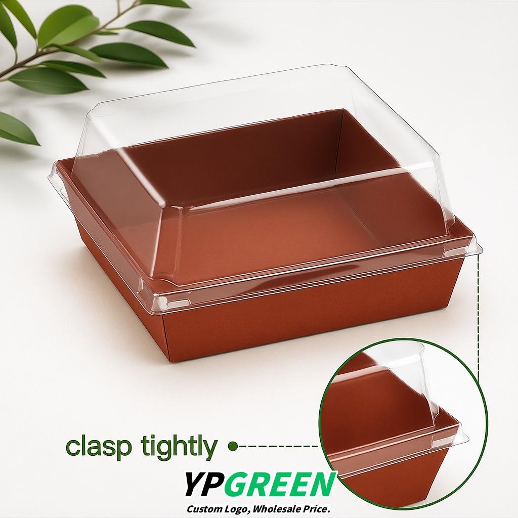 Terracotta Charcuterie Boxes with Clear Lids - 4 inches & 5 inches Disposable Paper Square Food Containers