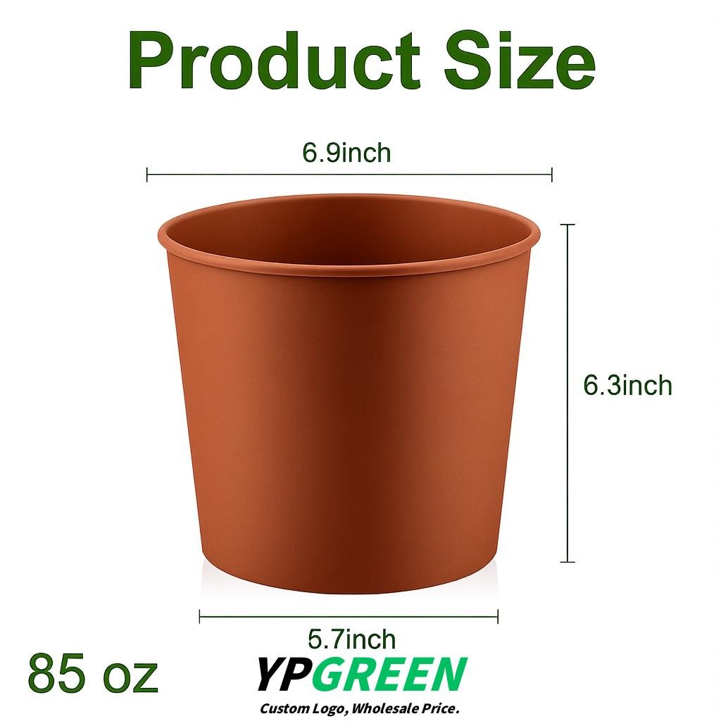Terracotta 85 oz Paper Buckets 6.9x5.7x6.3 Inches Cardboard Food Container