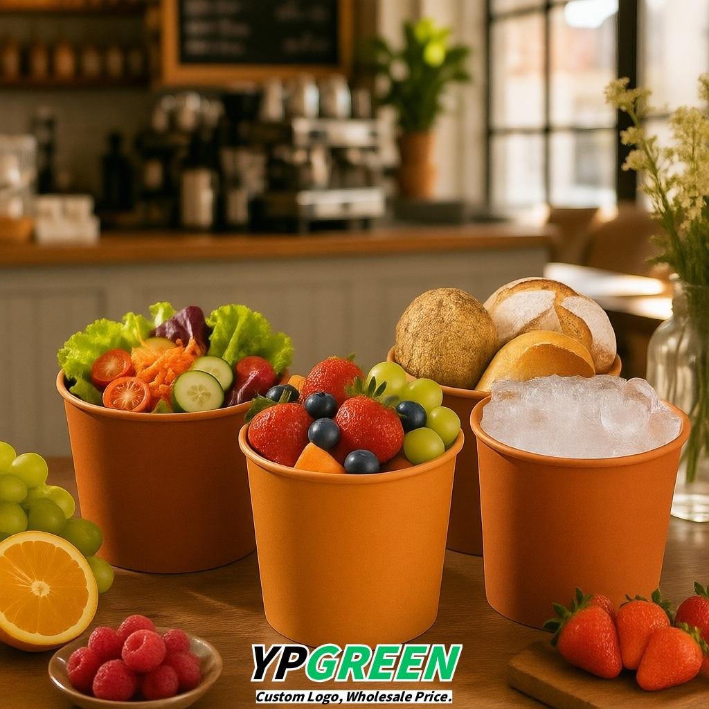 Terracotta 85 oz Paper Buckets 6.9x5.7x6.3 Inches Cardboard Food Container