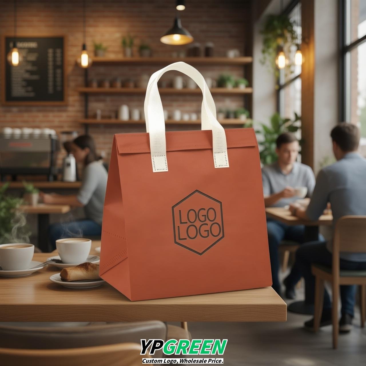Terracotta 4-Cup insulated take away bags wholesale 9.5 x 9.5 x 6 inches for Hot & Cold Drink Delivery