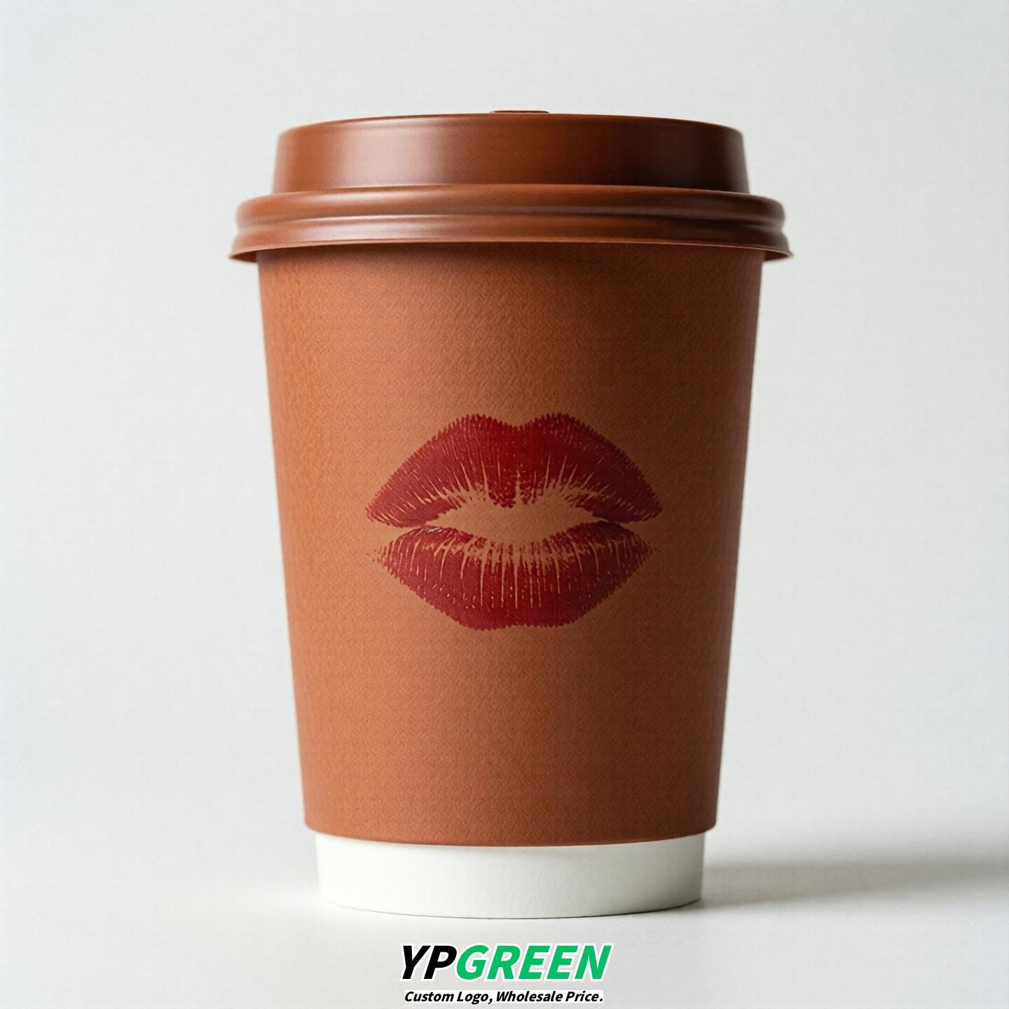Terracotta Paper Cups with Lips Print 10oz/12oz/16oz/20oz/22oz
