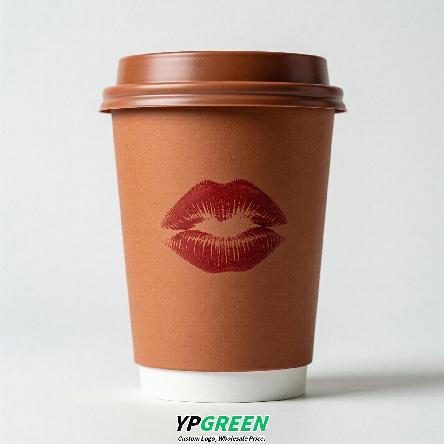 Terracotta Paper Cups with Lips Print 10oz/12oz/16oz/20oz/22oz