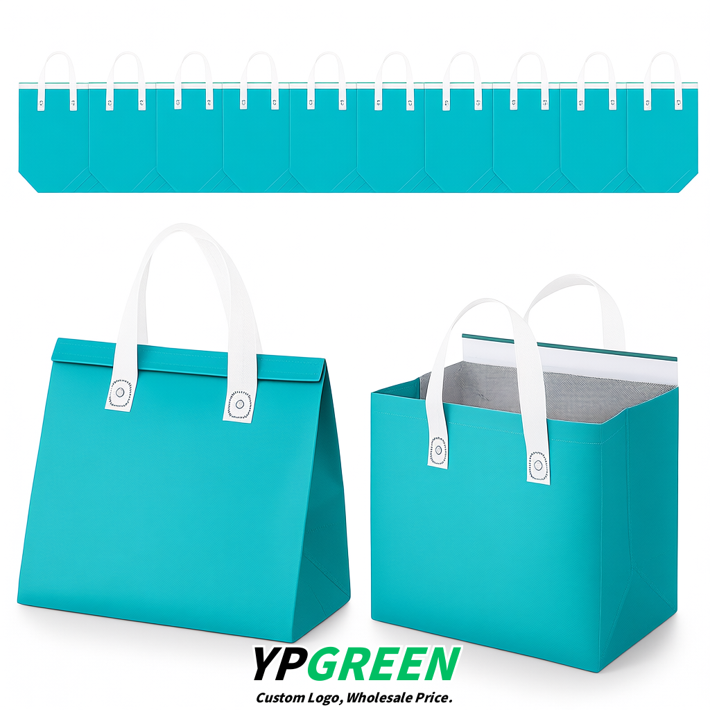 Turquoise 4-Cup insulated take away bags wholesale 9.5 x 9.5 x 6 inches for Hot & Cold Drink Delivery