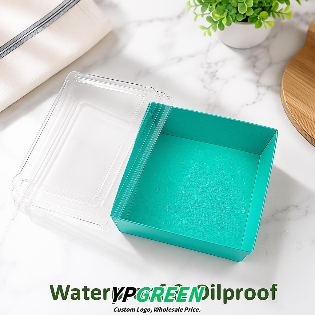 Turquoise Charcuterie Boxes with Clear Lids - 4 inches & 5 inches Disposable Paper Square Food Containers