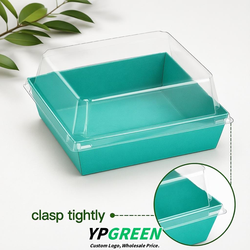 Turquoise Charcuterie Boxes with Clear Lids - 4 inches & 5 inches Disposable Paper Square Food Containers