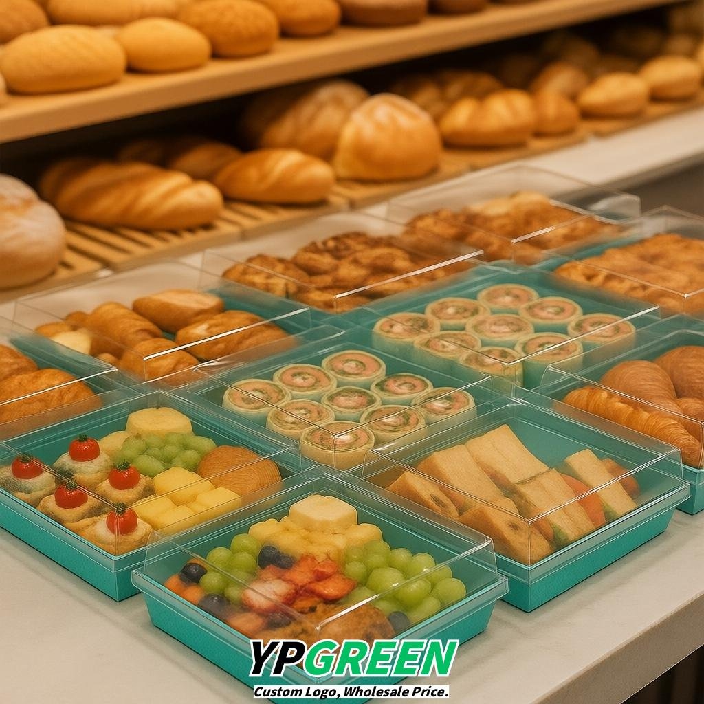 Turquoise Charcuterie Boxes with Clear Lids - 4 inches & 5 inches Disposable Paper Square Food Containers