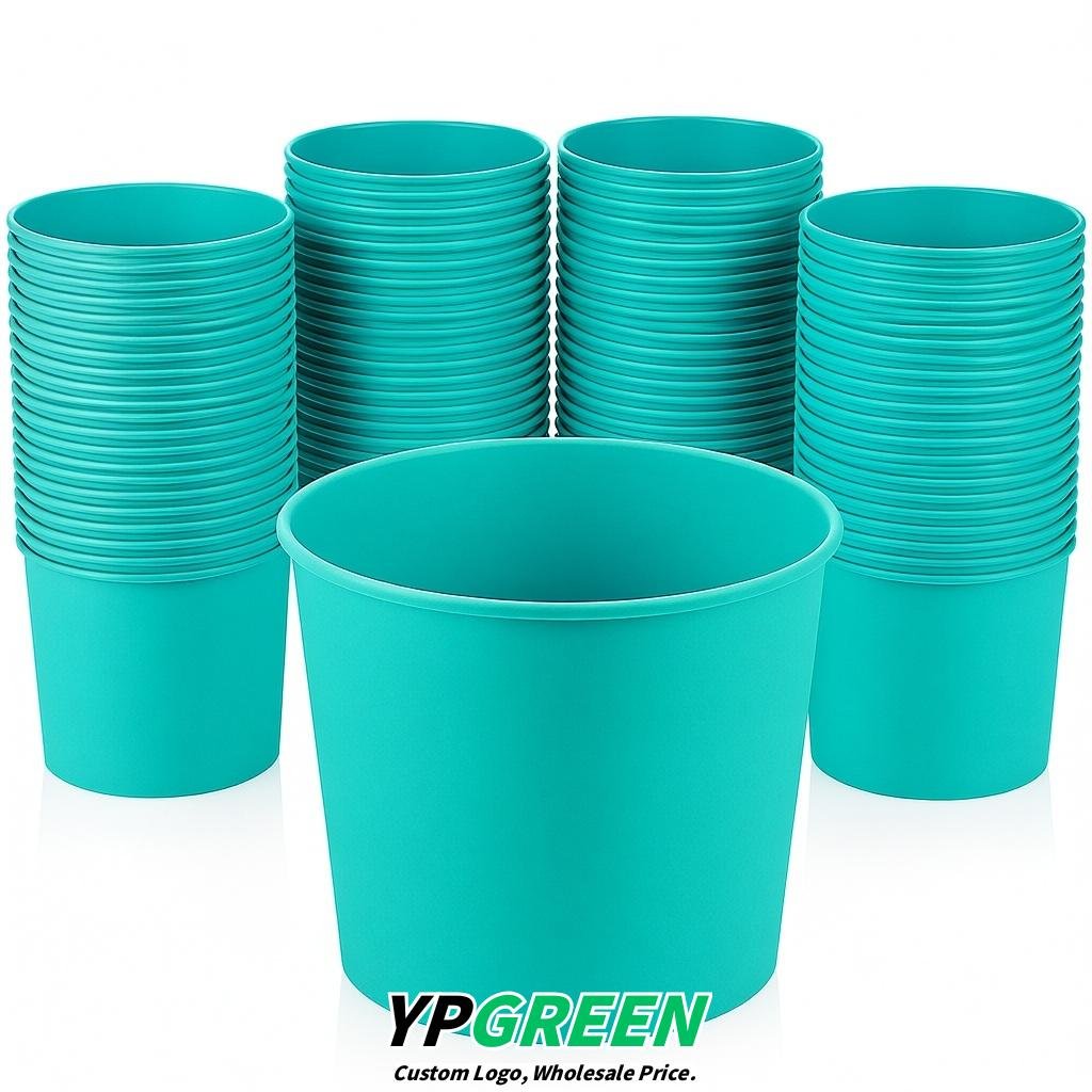 Turquoise 85 oz Paper Buckets 6.9x5.7x6.3 Inches Cardboard Food Container