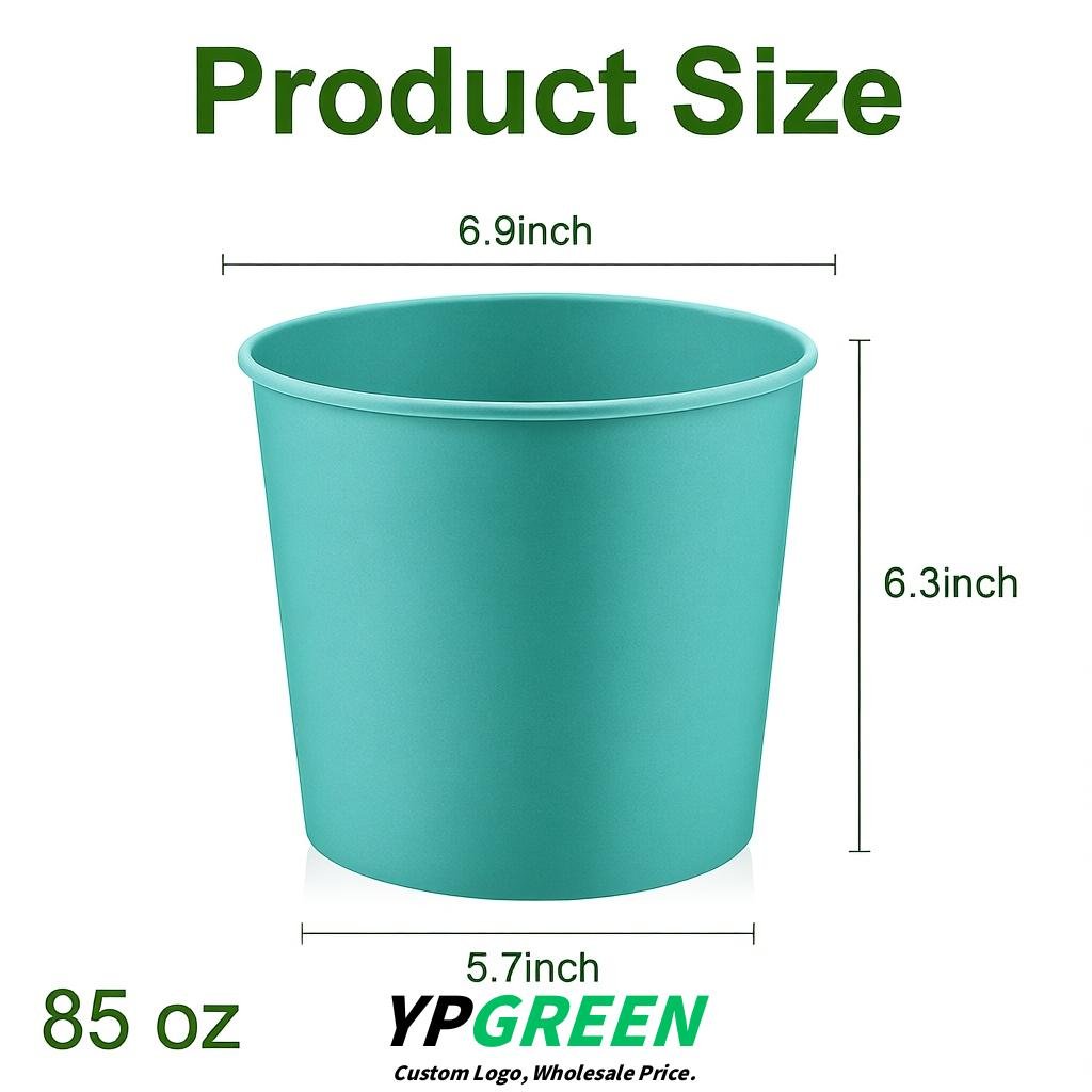 Turquoise 85 oz Paper Buckets 6.9x5.7x6.3 Inches Cardboard Food Container
