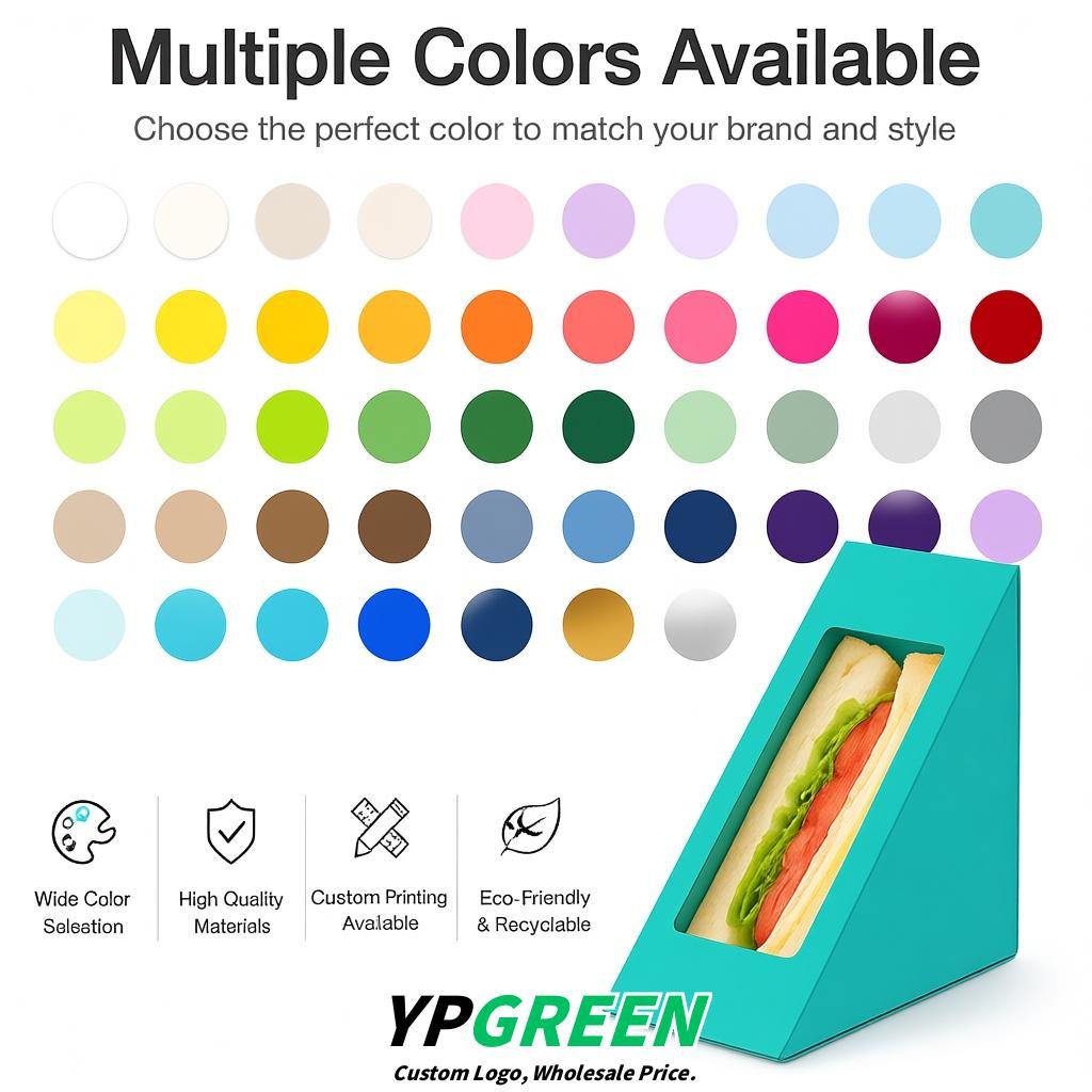 Turquoise Triangle Paper Sandwich Boxes with Window 4.7x4.7x2.6 Inch - Factory Direct