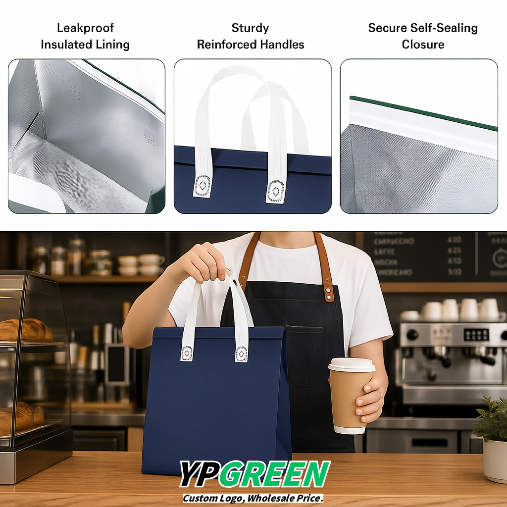 Ultramarine 4-Cup insulated take away bags wholesale 9.5 x 9.5 x 6 inches for Hot & Cold Drink Delivery