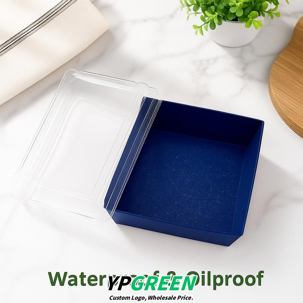 Ultramarine Charcuterie Boxes with Clear Lids - 4 inches & 5 inches Disposable Paper Square Food Containers