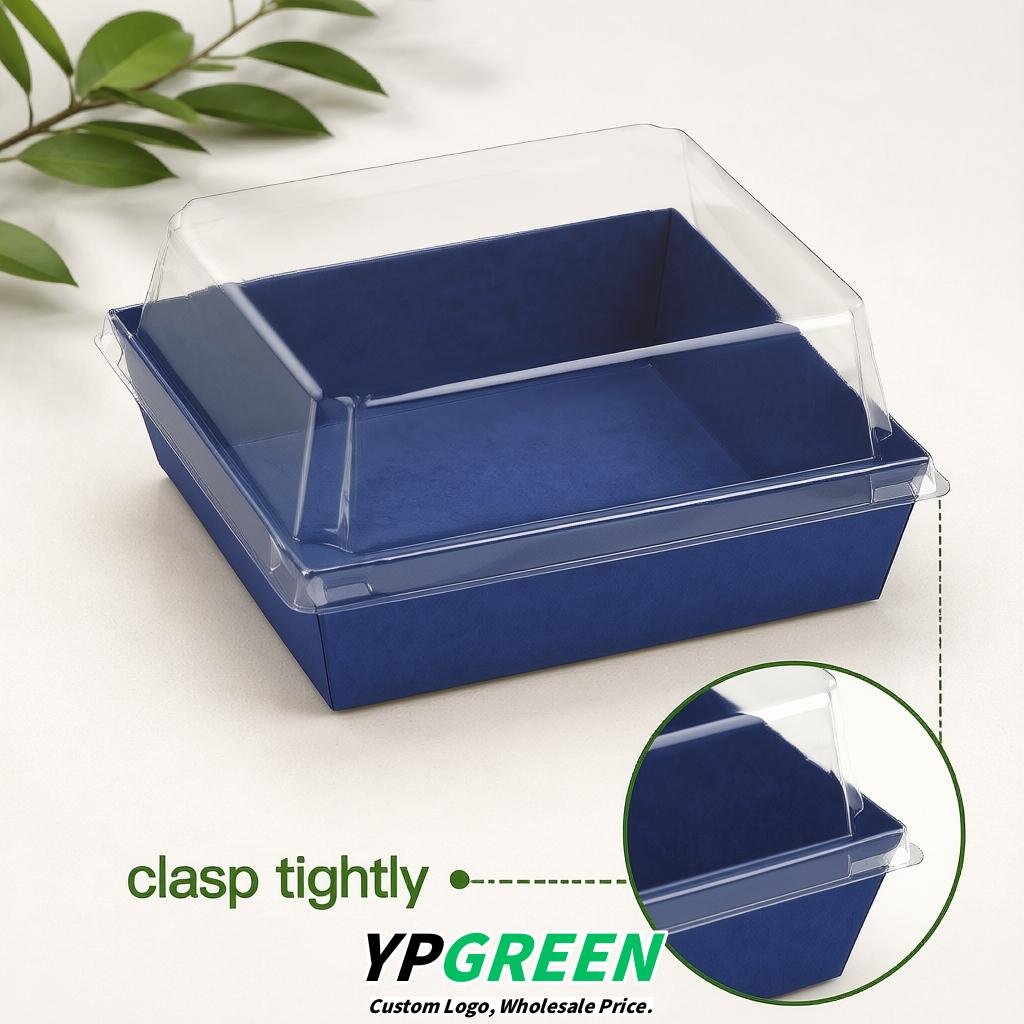 Ultramarine Charcuterie Boxes with Clear Lids - 4 inches & 5 inches Disposable Paper Square Food Containers