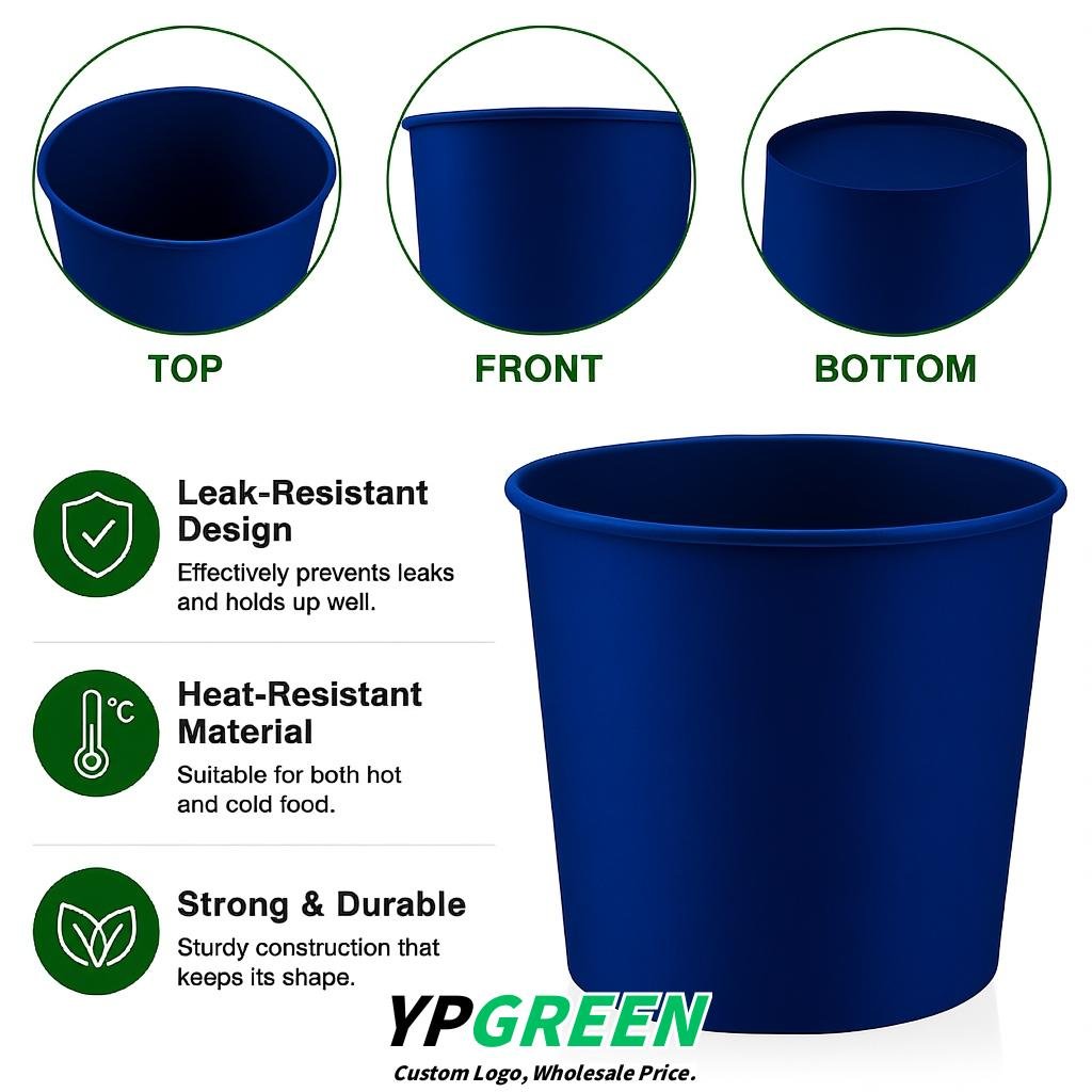 Ultramarine 85 oz Paper Buckets 6.9x5.7x6.3 Inches Cardboard Food Container