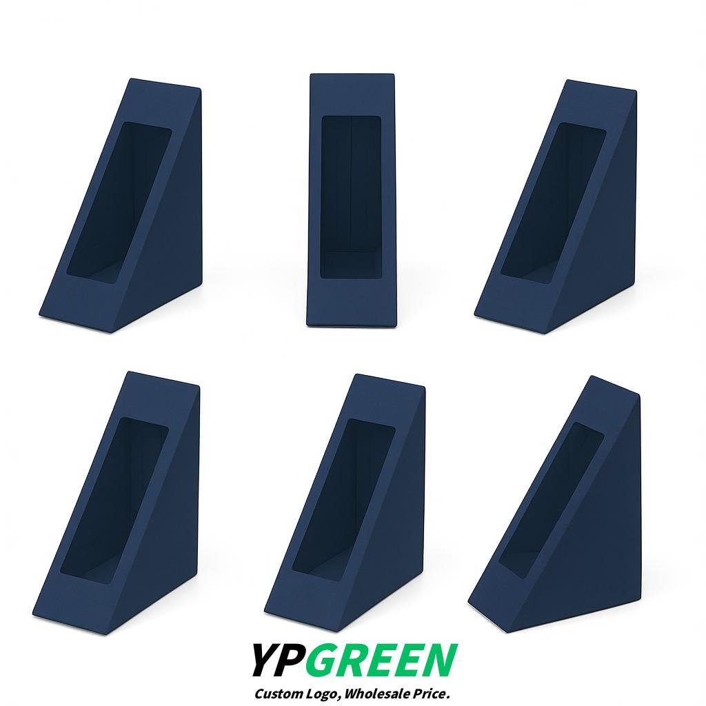 Ultramarine Triangle Paper Sandwich Boxes with Window 4.7x4.7x2.6 Inch - Factory Direct Ultramarine Triangle Paper Sandwich Boxes with Window 4.7x4.7x2.6 Inch - Factory Direct