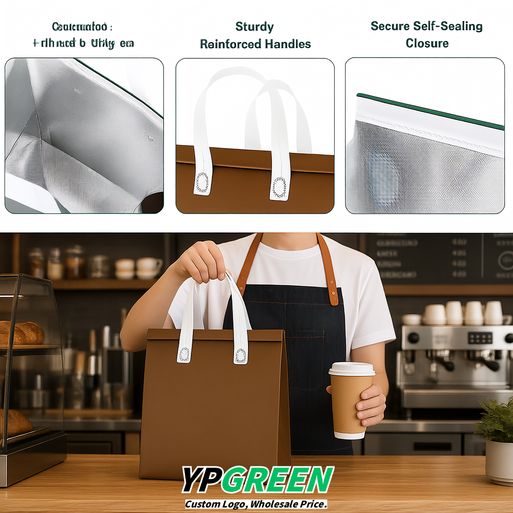 Umber 4-Cup insulated take away bags wholesale 9.5 x 9.5 x 6 inches for Hot & Cold Drink Delivery