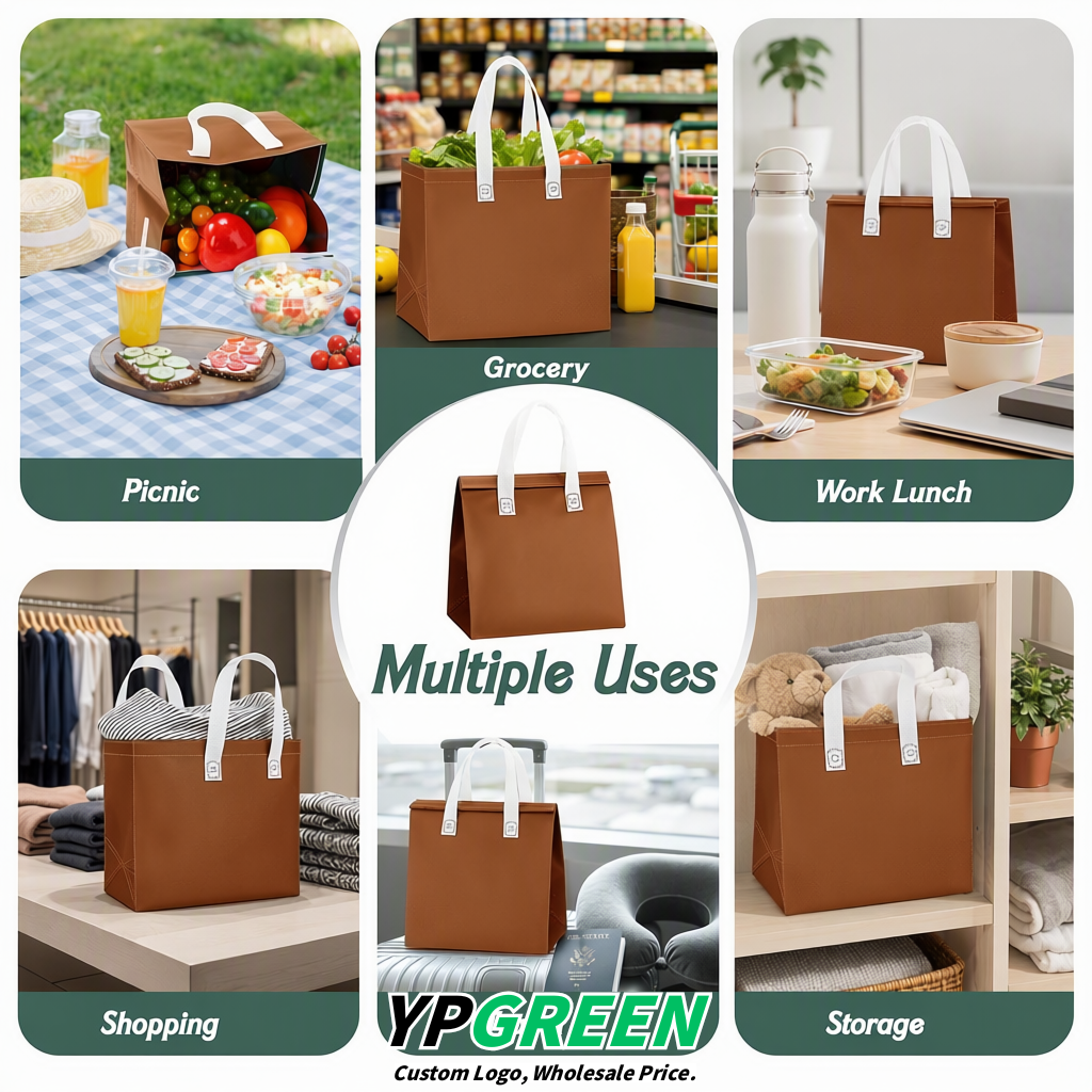 Umber 4-Cup insulated take away bags wholesale 9.5 x 9.5 x 6 inches for Hot & Cold Drink Delivery